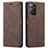 Leather Case Stands Flip Cover Holder C01S for Xiaomi Redmi Note 11 Pro 4G Brown