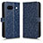 Leather Case Stands Flip Cover Holder C01X for Google Pixel 8a 5G Blue