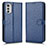 Leather Case Stands Flip Cover Holder C01X for Motorola Moto E32s Blue