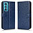 Leather Case Stands Flip Cover Holder C01X for Motorola Moto Edge 30 5G Blue