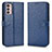 Leather Case Stands Flip Cover Holder C01X for Motorola Moto G42 Blue