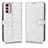 Leather Case Stands Flip Cover Holder C01X for Motorola Moto G42 Silver