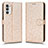 Leather Case Stands Flip Cover Holder C01X for Motorola Moto G52j 5G Gold