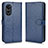 Leather Case Stands Flip Cover Holder C01X for Oppo A58x 5G Blue