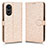 Leather Case Stands Flip Cover Holder C01X for Oppo A58x 5G Gold