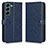 Leather Case Stands Flip Cover Holder C01X for Samsung Galaxy S22 5G Blue