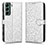 Leather Case Stands Flip Cover Holder C01X for Samsung Galaxy S22 5G Silver