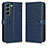 Leather Case Stands Flip Cover Holder C01X for Samsung Galaxy S25 5G Blue