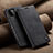 Leather Case Stands Flip Cover Holder C02S for Samsung Galaxy F42 5G Black