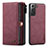 Leather Case Stands Flip Cover Holder C02S for Samsung Galaxy S21 5G Red