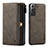 Leather Case Stands Flip Cover Holder C02S for Samsung Galaxy S21 Plus 5G Brown