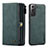 Leather Case Stands Flip Cover Holder C02S for Samsung Galaxy S21 Plus 5G Green