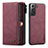 Leather Case Stands Flip Cover Holder C02S for Samsung Galaxy S22 Plus 5G Red