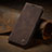 Leather Case Stands Flip Cover Holder C02S for Xiaomi Redmi Note 9 Pro Brown