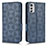 Leather Case Stands Flip Cover Holder C02X for Motorola Moto E32 Blue