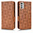 Leather Case Stands Flip Cover Holder C02X for Motorola Moto E32 Brown