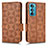 Leather Case Stands Flip Cover Holder C02X for Motorola Moto Edge 30 5G Brown