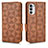 Leather Case Stands Flip Cover Holder C02X for Motorola Moto G52j 5G Brown