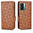 Leather Case Stands Flip Cover Holder C02X for OnePlus Nord N300 5G Brown