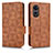 Leather Case Stands Flip Cover Holder C02X for Oppo A38 Brown