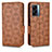 Leather Case Stands Flip Cover Holder C02X for Oppo A56S 5G Brown