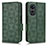 Leather Case Stands Flip Cover Holder C02X for Oppo A58 4G Green