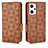 Leather Case Stands Flip Cover Holder C02X for Oppo Reno7 A Brown
