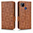 Leather Case Stands Flip Cover Holder C02X for Xiaomi Redmi 9C Brown