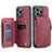 Leather Case Stands Flip Cover Holder C03S for Apple iPhone 13 Pro Red