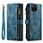 Leather Case Stands Flip Cover Holder C03S for Samsung Galaxy A12 Blue