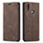 Leather Case Stands Flip Cover Holder C03S for Samsung Galaxy M01s Brown