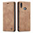 Leather Case Stands Flip Cover Holder C03S for Samsung Galaxy M01s Light Brown