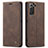 Leather Case Stands Flip Cover Holder C03S for Samsung Galaxy S21 5G Brown