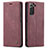 Leather Case Stands Flip Cover Holder C03S for Samsung Galaxy S21 Plus 5G Red Wine