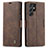 Leather Case Stands Flip Cover Holder C03S for Samsung Galaxy S21 Ultra 5G Brown