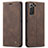 Leather Case Stands Flip Cover Holder C03S for Samsung Galaxy S22 5G Brown