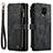 Leather Case Stands Flip Cover Holder C03S for Xiaomi Redmi Note 9 Pro Black
