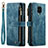 Leather Case Stands Flip Cover Holder C03S for Xiaomi Redmi Note 9 Pro Blue