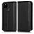 Leather Case Stands Flip Cover Holder C03X for Google Pixel 4a 5G Black