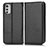 Leather Case Stands Flip Cover Holder C03X for Motorola Moto E32 Black