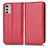 Leather Case Stands Flip Cover Holder C03X for Motorola Moto E32 Red