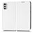 Leather Case Stands Flip Cover Holder C03X for Motorola Moto E32 White