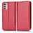 Leather Case Stands Flip Cover Holder C03X for Motorola Moto E32s Red