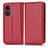 Leather Case Stands Flip Cover Holder C03X for Oppo A58 5G Red