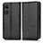 Leather Case Stands Flip Cover Holder C03X for Oppo A58x 5G Black