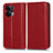 Leather Case Stands Flip Cover Holder C03X for Oppo Reno8 Pro+ Plus 5G Red