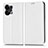 Leather Case Stands Flip Cover Holder C03X for Oppo Reno9 5G White