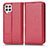 Leather Case Stands Flip Cover Holder C03X for Samsung Galaxy M22 4G Red