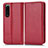 Leather Case Stands Flip Cover Holder C03X for Sony Xperia 5 III Red