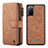 Leather Case Stands Flip Cover Holder C04S for Samsung Galaxy S20 5G Brown
